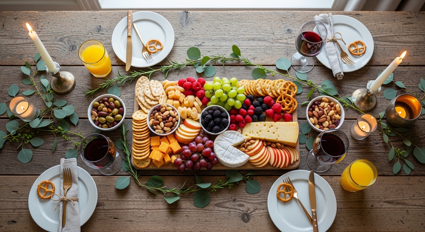 Mesa de encontro caseiro com tábuas econômicas e bebidas